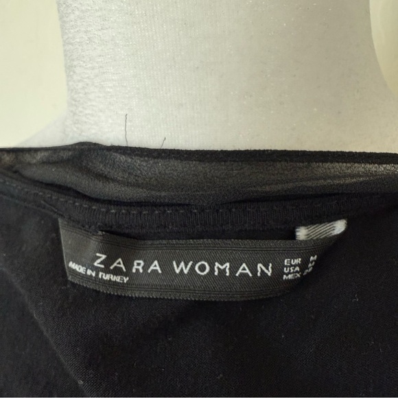 Zara Black Chiffon Sheer Drapey Lagenlook Tank Midi Dress Medium - Picture 14 of 16